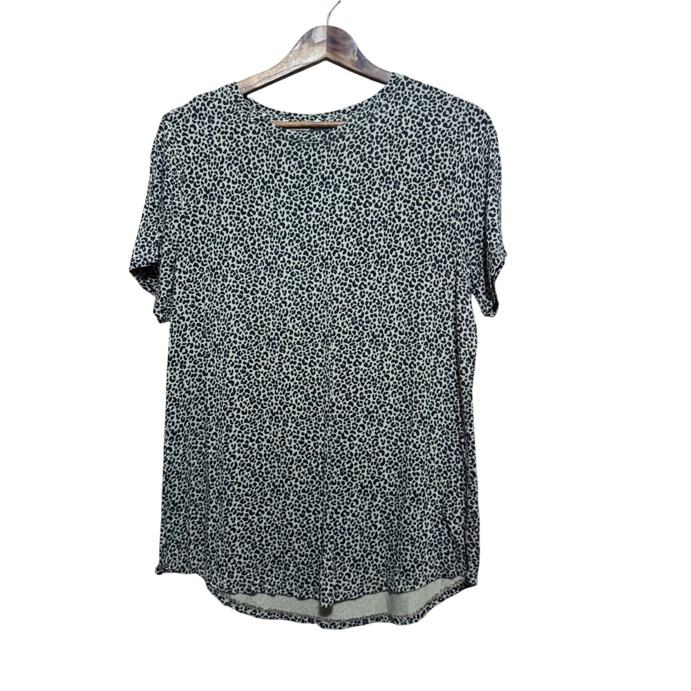 Old Navy Luxe T-Shirt Women Large Tan Leopard Print Excellent Short Sleeve Tee